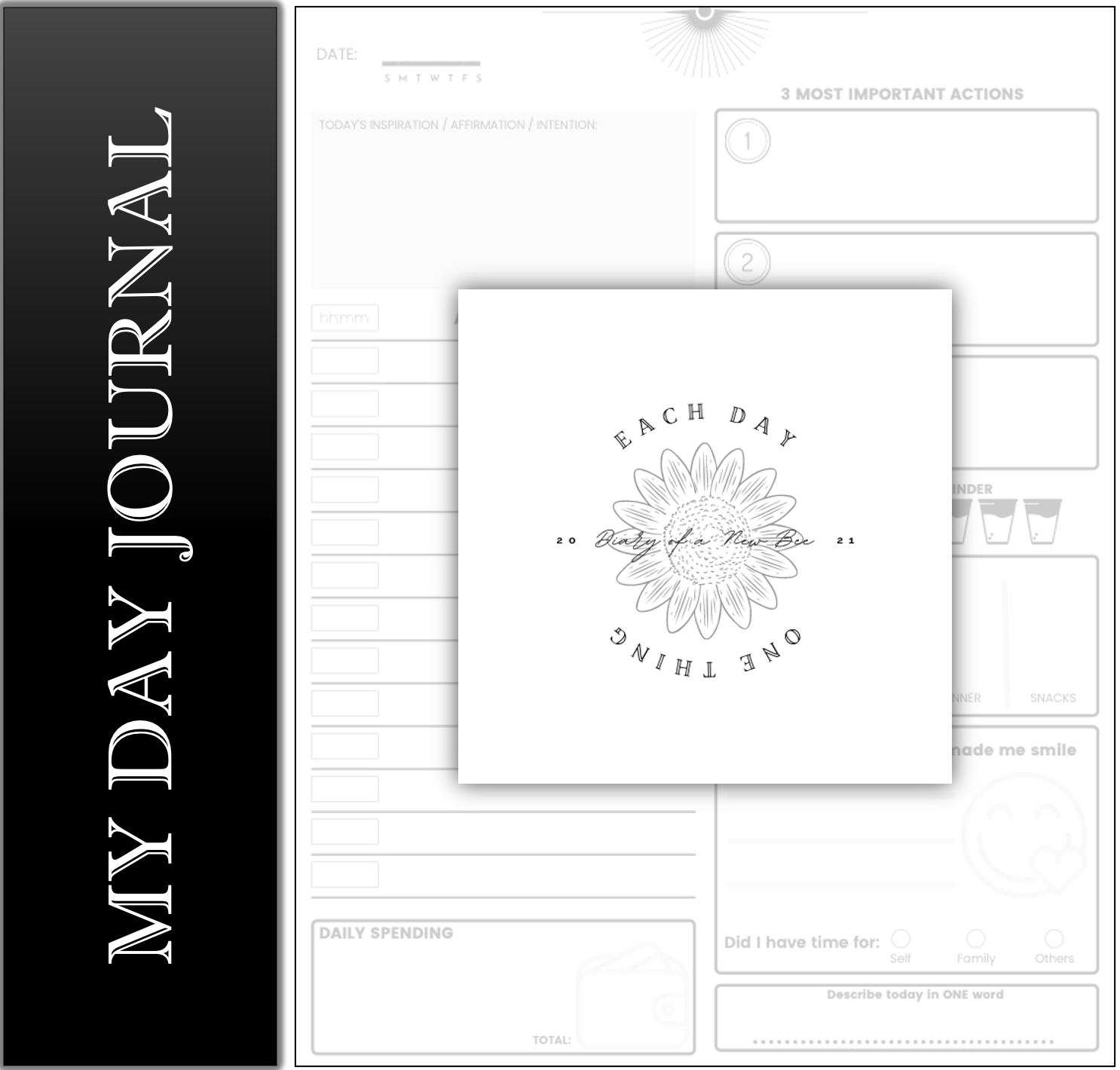 Printable Daily Planner | Undated Planner | Daily Tracker | Personal Planner | Journal | Instant Download | Sizes: A4, A5, Letter, Half Letter