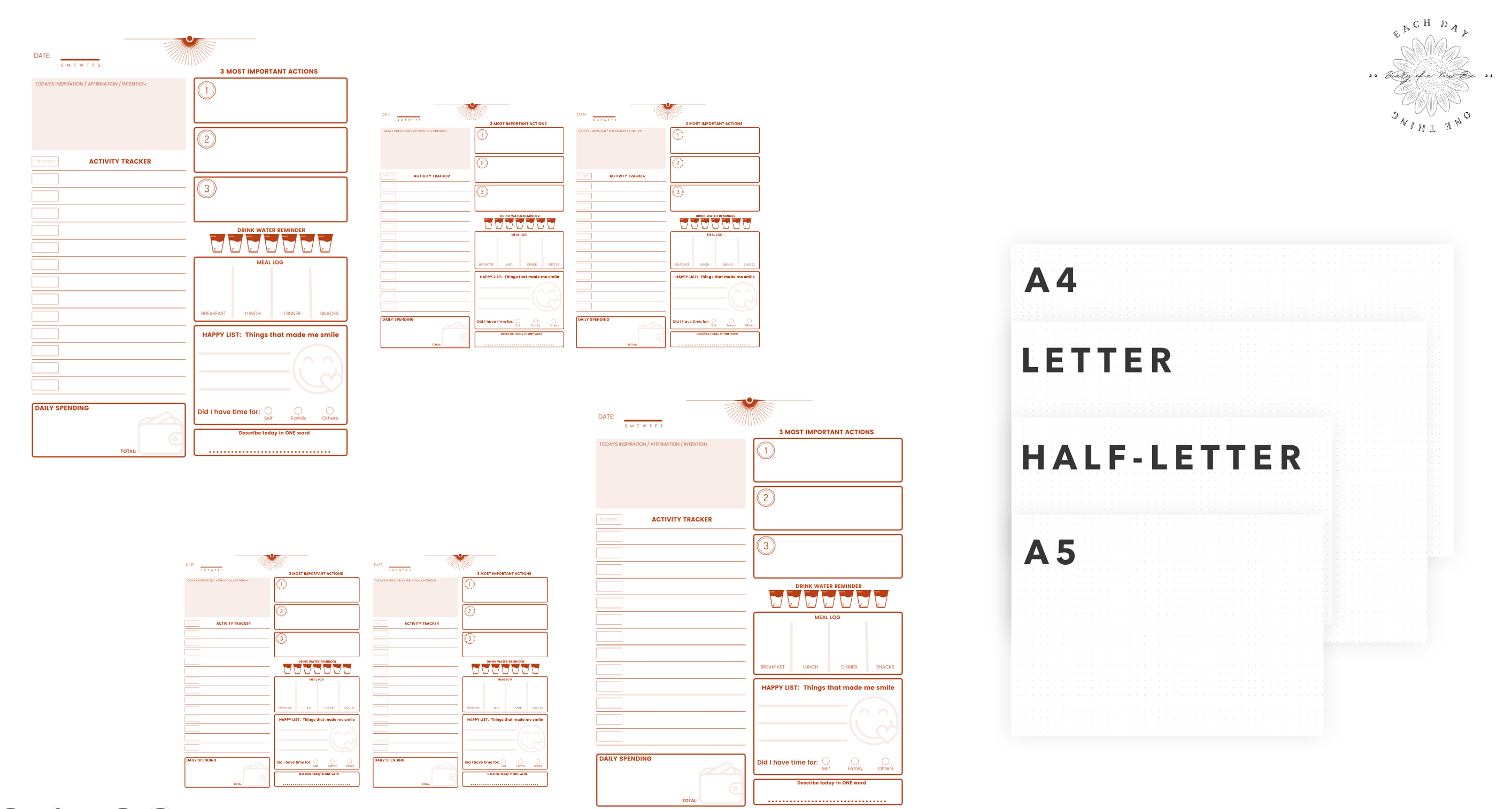 Printable Daily Planner | Undated Planner | Daily Tracker | Personal Planner | Journal | Instant Download | Sizes: A4, A5, Letter, Half Letter - Image 3