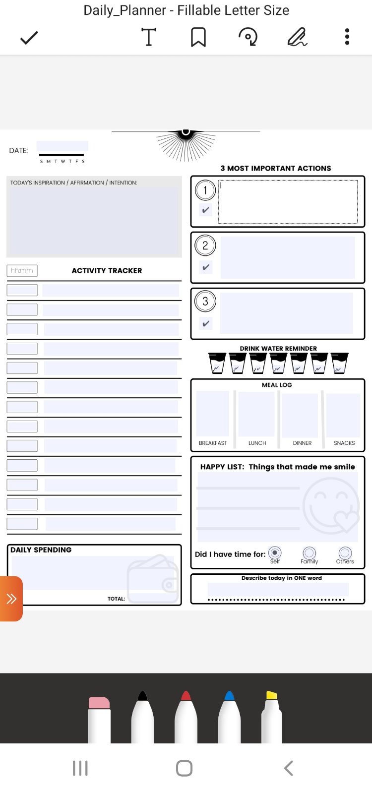 Printable Daily Planner | Undated Planner | Daily Tracker | Personal Planner | Journal | Instant Download | Sizes: A4, A5, Letter, Half Letter - Image 9
